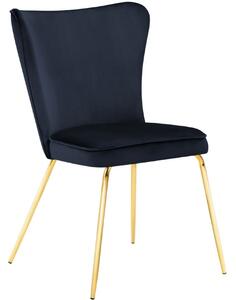 Tmavě modrá sametová jídelní židle MICADONI ARI