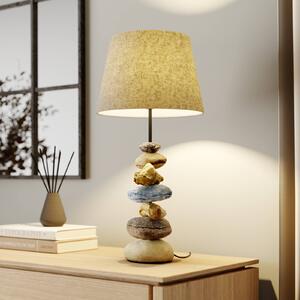 Stolní lampa Vera, textil a dekorace kamene, 55 cm
