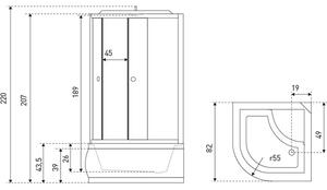 Hydromasážní box Vero 80 - 82x82x220 cm - BPS-koupelny