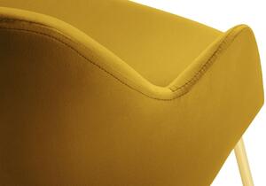 Žlutá sametová jídelní židle MICADONI CHAYA