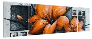 Obraz oranžové květiny (170x50cm)