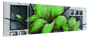 Obraz zelené květiny (170x50cm)