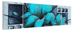 Obraz modré květiny (170x50cm)