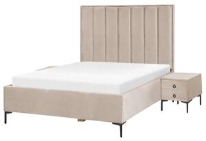 Sada do ložnice Umělý samet SEZANNE 140 x 200 cm Taupe