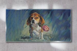 Obraz na skle Obraz na skle Abstraktní zvířecí pes květina