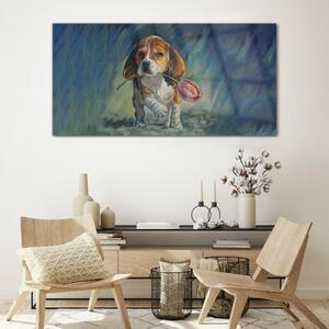 Obraz na skle Obraz na skle Abstraktní zvířecí pes květina