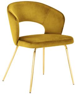 Žlutá sametová jídelní židle MICADONI WEDI