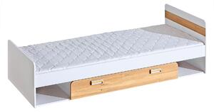 LIMO L13 postel s úložným prostorem bílá/dub nash