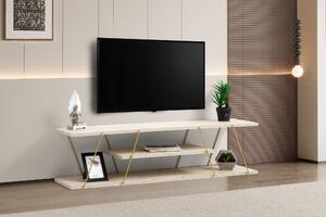 TV stolek/skříňka Cana (zlatá + mramor světlý)