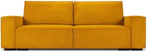 Žlutá manšestrová třímístná rozkládací pohovka MICADONI EVELINE 254 cm