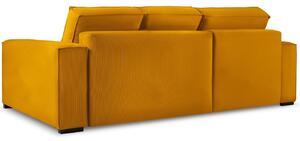 Žlutá manšestrová rohová rozkládací pohovka MICADONI EVELINE 294 cm