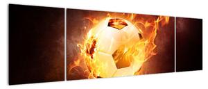 Obraz hořícího fotbalového míče (170x50cm)