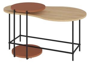 Konferenční stolky s deskou v dubovém dekoru v cihlovo-přírodní barvě v sadě 2 ks 65x103 cm Rosie – Marckeric