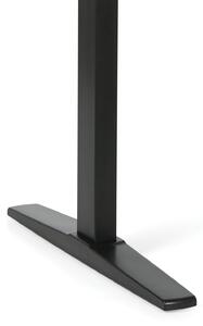 Výškově nastavitelný stůl, elektrický, 675-1325 mm, ergonomický levý, deska 1600x1200 mm, černá podnož, bříza