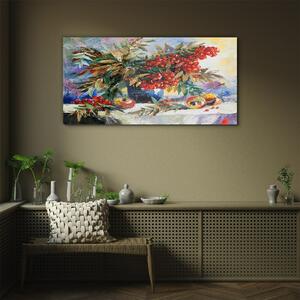 Obraz na skle Obraz na skle Abstrakce květiny ovoce