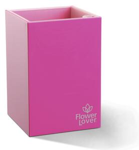 Samozavlažovací květináč Cubico 9x9x13,5 cm, růžový