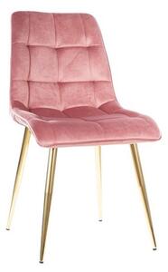 Jídelní židle Chic Velvet II, růžová / zlatá