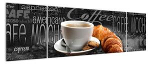 Káva s croissantem - obraz (170x50cm)