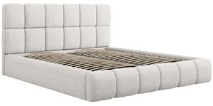 Světle šedá čalouněná dvoulůžková postel MICADONI Bellis 160 x 200 cm