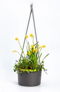 Samozavlažovací závěsný květináč Berberis 26 cm, antracit / zelená