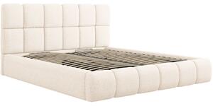 Světle béžová čalouněná dvoulůžková postel MICADONI Bellis 160 x 200 cm