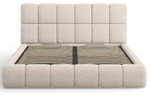 Béžová čalouněná dvoulůžková postel MICADONI Bellis 160 x 200 cm