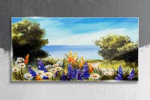 Obraz na skle Obraz na skle Mořský strom květiny obloha