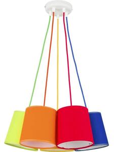 TK LIGHTING 2215 - Závěsný barevný lustr s barevnými textilními stínidly, 5 x E27 (Závěsný lustr do pokojíčku nebo obýváku)
