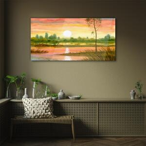 Obraz na skle Obraz na skle Akvarel Sunset Tree