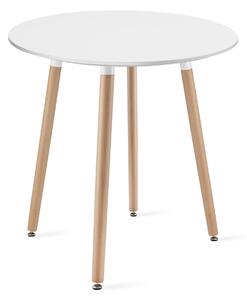 Stůl KAMI Kulatý 60cm - bílý / přírodní nohy