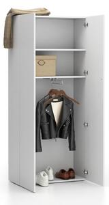 Kancelářská šatní skříň SEGMENT, 2 police, šatní tyč, 840 x 370 x 1880 mm, bílá