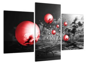 Abstraktní obraz - červené koule (90x60cm)