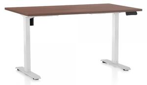 Výškově nastavitelný stůl OfficeTech B, 140 x 80 cm, bílá podnož