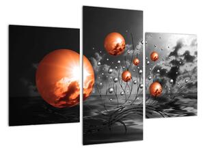 Abstraktní obrazy - oranžové koule (90x60cm)