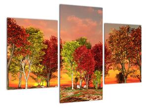 Obraz přírody - barevné stromy (90x60cm)