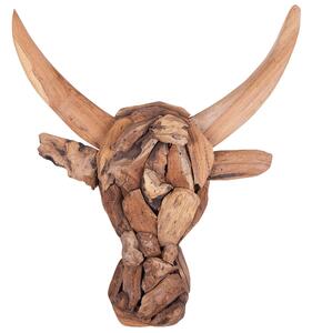 Nástěnná figurka Býk BULL HEAD 34 cm Teakové dřevo Hnědá