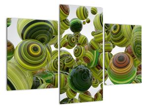 Abstraktní obraz - zelené koule (90x60cm)