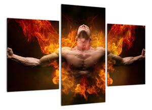 Obraz muže v ohni (90x60cm)