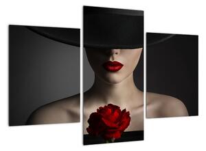 Moderní obraz - žena s růží (90x60cm)