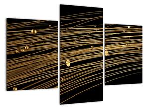 Abstraktní obraz zlatých vláken (90x60cm)