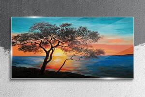 Obraz na skle Obraz na skle Sunset stromu moře moře