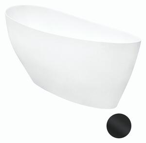 Besco Volně stojící vana z litého mramoru Keya 165x70 Barva: Bílá, Rozměry (cm): 163,5x70,5, Typ a barva výpustě: Click-Clack s horním čištěním, černá