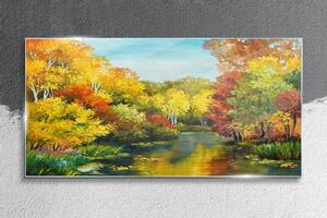 Obraz na skle Obraz na skle Lesní řeka Stromy Sky