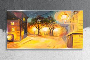 Obraz na skle Obraz na skle Městské lampy Noční stromy