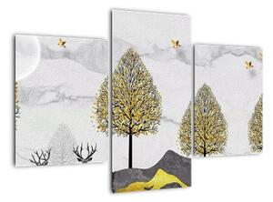 Moderní obraz - zvěř pod stromy (90x60cm)