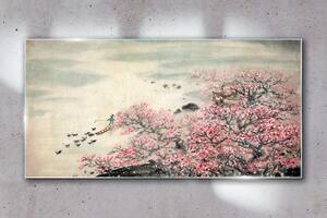 Obraz na skle Obraz na skle Kachní květiny strom
