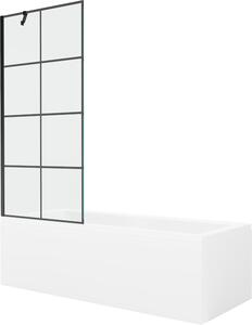 MEXEN - Cubik vana 170 x 70 cm s bočním panelem, vanová zástěna 80 cm, černá - 550317070X9508007077