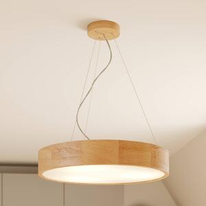 Envostar Závěsné svítidlo Kerio, Ø 47 cm, dubové dřevo, stmívatelný, Obývací pokoj / jídelna, Dřevo, Moderní