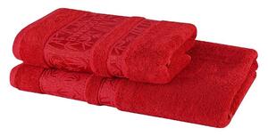 Sada 2 kusů červené bambusové osušky a ručníku EMI