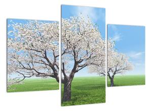 Obraz kvetoucího stromu na jarní louce (90x60cm)